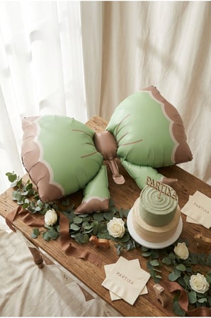 Retro Yeşil Fiyonk Folyo Balon Baby Shower Doğum Günü Parti Süsü