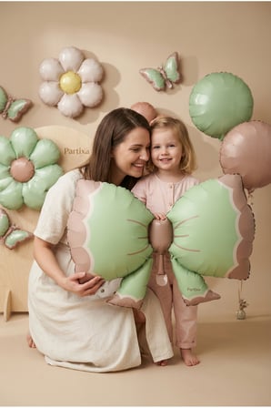 Retro Yeşil Fiyonk Folyo Balon Baby Shower Doğum Günü Parti Süsü