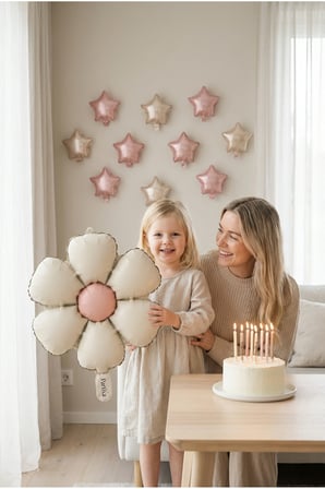 Mat Krem Papatya Retro Folyo Balon Doğum Günü Baby Shower Bahar Temalı Konsept Parti Süsleme Vintage Dekorasyon Balonu