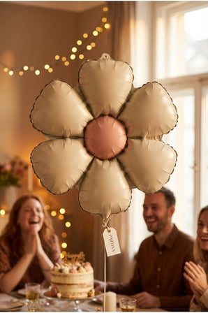 Mat Krem Papatya Retro Folyo Balon Doğum Günü Baby Shower Bahar Temalı Konsept Parti Süsleme Vintage Dekorasyon Balonu