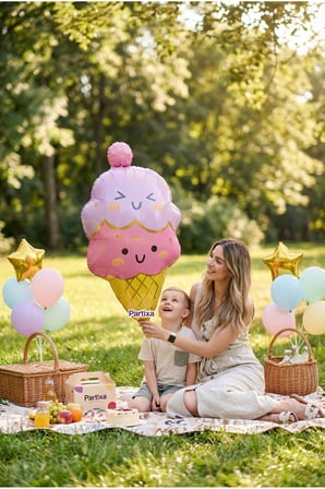 Külah Dondurma Figürlü Pembe Folyo Balon Kız Çocuk Doğum Günü Ice Cream Konsept Parti Süsleme