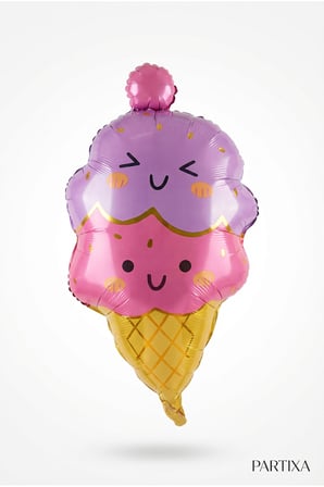 Külah Dondurma Figürlü Pembe Folyo Balon Kız Çocuk Doğum Günü Ice Cream Konsept Parti Süsleme