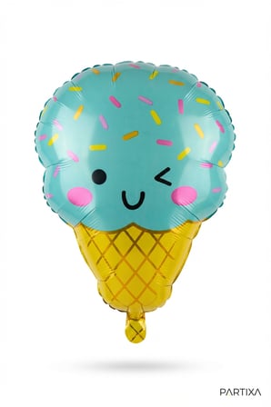 Dondurma Figürlü Mavi Folyo Balon Erkek Çocuk Doğum Günü Parti Süsleme Ice Cream Konsept Dekorasyon
