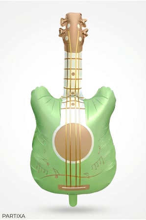 Retro Mat Yeşil Gitar Folyo Balon 46x89 cm Müzik Temalı Doğum Günü Parti Süsü