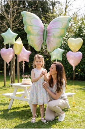 Sarı Yeşil Kelebek Folyo Balon 82x52 cm Kelebek Temalı Doğum Günü Parti Süsü