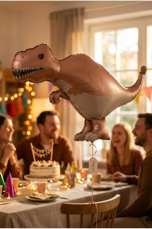 Mat Kahverengi T-Rex Retro Dinozor Folyo Balon 64x40 cm Dinozor Temalı Çocuk Doğum Günü Parti Süsü