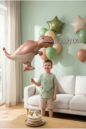 Mat Kahverengi T-Rex Retro Dinozor Folyo Balon 64x40 cm Dinozor Temalı Çocuk Doğum Günü Parti Süsü