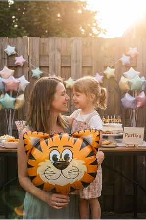 Safari Kaplan Kafa Folyo Balon 35x41 cm Safari Temalı Çocuk Doğum Günü Parti Süsü