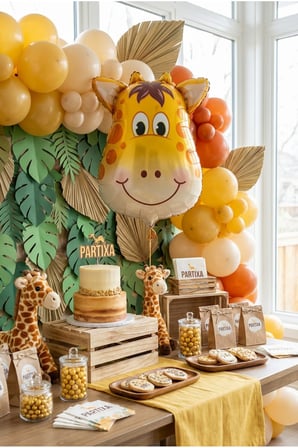 Safari Zürafa Kafa Folyo Balon 25x45 cm Safari Temalı Çocuk Doğum Günü Parti Süsü