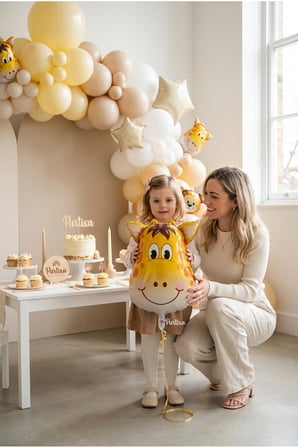 Safari Zürafa Kafa Folyo Balon 25x45 cm Safari Temalı Çocuk Doğum Günü Parti Süsü