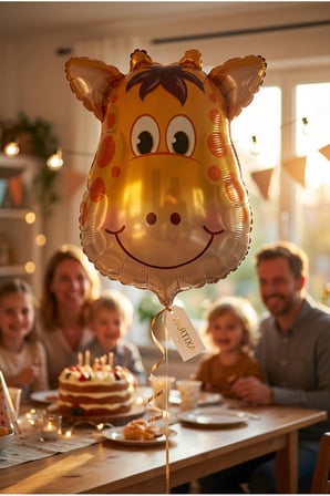 Safari Zürafa Kafa Folyo Balon 25x45 cm Safari Temalı Çocuk Doğum Günü Parti Süsü