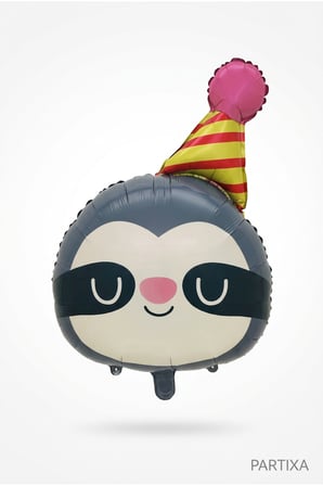 Şapkalı Safari Tembel Hayvan Kafa Folyo Balon 71x48 cm Safari Temalı Çocuk Doğum Günü Parti Süsü