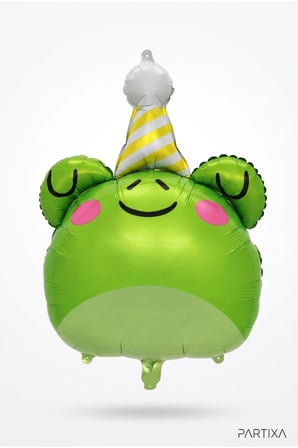 Şapkalı Safari Kurbağa Kafa Folyo Balon 73x52 cm Safari Temalı Çocuk Doğum Günü Parti Süsü