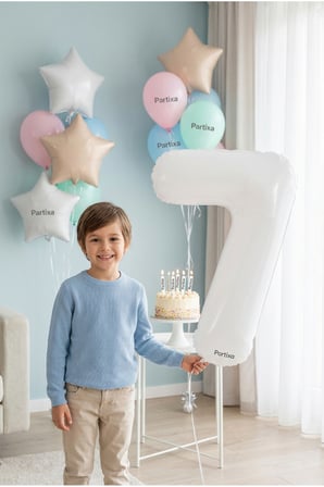 Beyaz 32 İnç Rakam 7 Folyo Balon 7 Yaş Doğum Günü Konsepti Sayı Balonu Helyum Uyumlu Parti Dekorasyon Süsleme