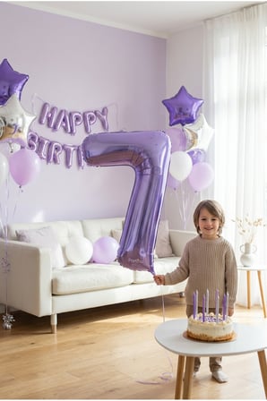 32 İnç Mor Rakam 7 Folyo Balon