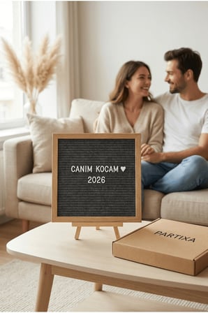 Ahşap Harfli Yazı Panosu 25,5x25,5 cm Premium Gerçek Çam Çerçeve 340 Parça Harf Seti Standlı Duvara Asılabilir Keçe İçli