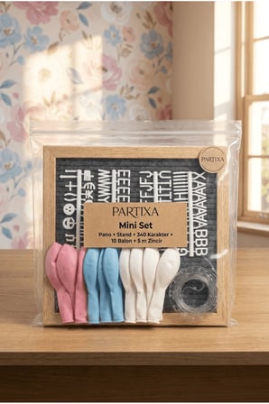 Gender Reveal Cinsiyet Partisi Süsleme Mini Set Kız mı Erkek mi Keçe Yazı Panosu Standlı Balon Zincirli