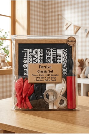 Yarış Arabası Doğum Günü Süsleme Classic Set Siyah Keçe Yazı Panosu Standlı Pompa Balon Zincirli