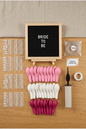 Bekarlığa Veda Bride To Be Süsleme Classic Set Siyah Keçe Yazı Panosu Standlı Balon Zincirli