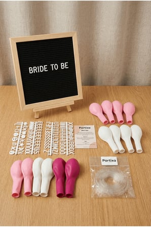 Bekarlığa Veda Bride To Be Süsleme Mini Set Siyah Keçe Yazı Panosu Standlı Balon Zincirli
