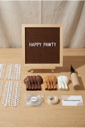 Kedi Köpek Doğum Günü Süsleme Classic Set Kahve Keçe Yazı Panosu Standlı Balon Zincirli Patili Parti Seti