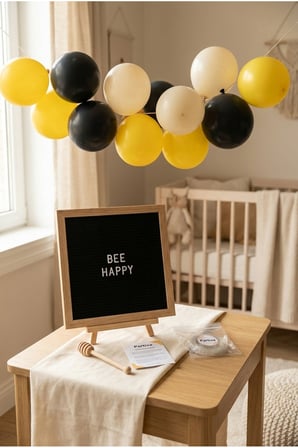 Bal Arısı Temalı Doğum Günü Süsleme Mini Set Siyah Keçe Yazı Panosu Standlı Balon Zincirli 1 Yaş Konsepti