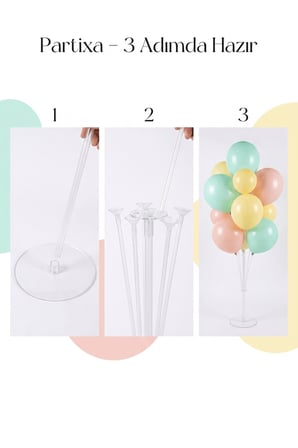 7’li Şeffaf Balon Standı 70 cm | Masa Üstü Balon Tutucu