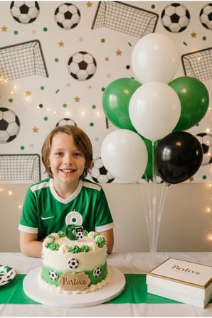 Şampiyon Futbol Konseptli Yeşil Beyaz Simli Rakamlı Pasta Mumu & Balon Stand Seti - Taraftar Doğum Günü Süsleme