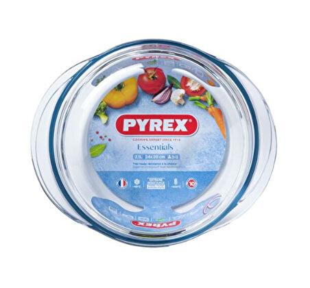 Pyrex 208A000/7343 Kapaklı Cam Yuvarlak Fırın Kabı 3L