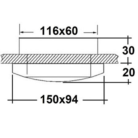 Gömme Lamba Oval Mat Metal, 20W, 116x60mm