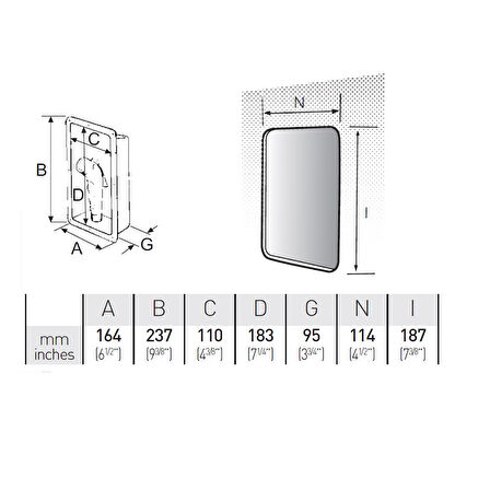 Kapaksız Tekne Duş Yuvası, 164 x 187mm