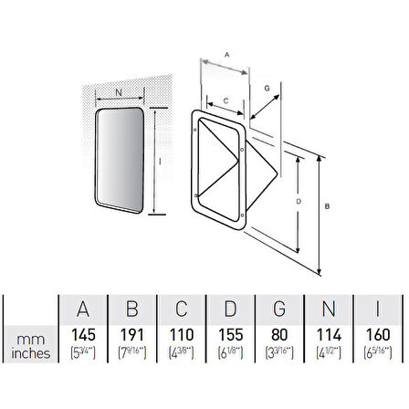 Kapaksız Eğik Tabanlı Tekne Duş Yuvası 145 x 191mm