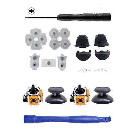 PS4 040 050 055 Analog Motor Topuz İç Lastik Tetik Omuz Tuşu Tornavida Ayırıcı Tamir Seti