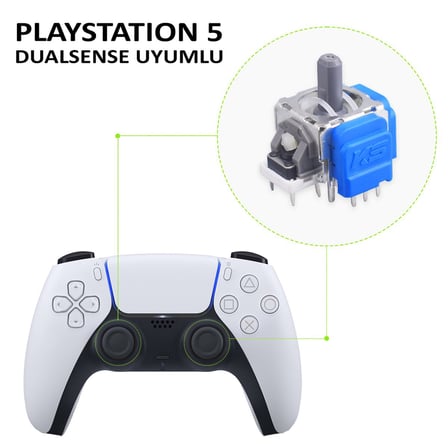 PS5 Manyetik Motor Topuz 1+1 Set Altın Krom Hall Sensör Analog Playstation 5 Yedek Parça