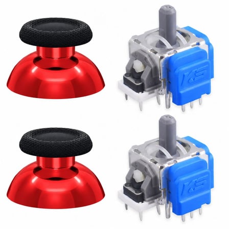 PS5 Manyetik Motor 2+2 Set Kırmızı Krom Analog Topuz Hall Sensör Playstation 5 Yedek Parça