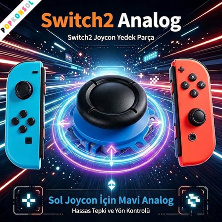 Nintendo Switch 2 Joy-Con Sol Analog 3D Joystick NS2 Tamir Yedek Parça Mavi