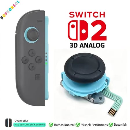NS2 Sol Analog 3D Joystick Joy-Con Tamir Switch 2 Yedek Parça Mavi