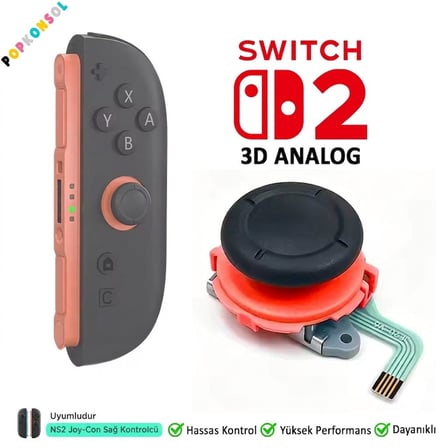 NS2 Sağ Analog 3D Joystick Joy-Con Tamir Switch 2 Yedek Parça Turuncu