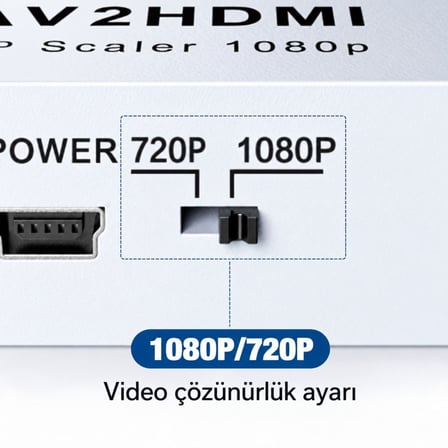 AV to HDMI Dönuştürücü RCA AV/CVBS Adaptör 1080p 720p Çevirici Av2Hdmi