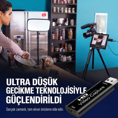 HDMI Video Capture Kartı Full HD 1080P USB Görüntü Yakalama Video Kayıt ve Canlı Yayın Adaptörü