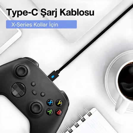 Xbox Series Şarj Kablosu 3 Metre Led Göstergeli Type-C Örgü Kablo