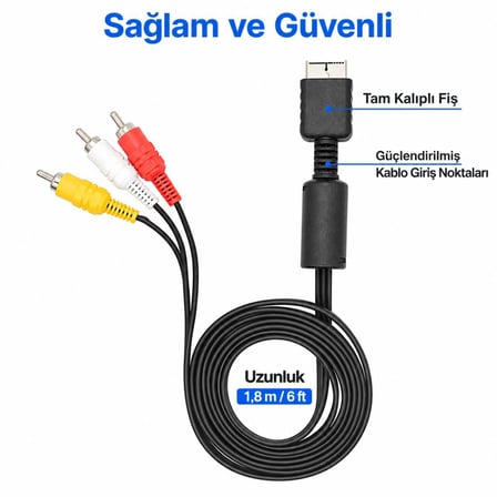 PS1 PS2 PS3 RCA Görüntü Kablosu PlayStation AV TV Bağlantı Ses Video Kablosu