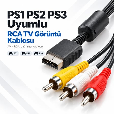 PS1 PS2 PS3 RCA Görüntü Kablosu PlayStation AV TV Bağlantı Ses Video Kablosu