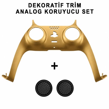 PS5 Dekoratif Trim Analog Koruyucu Silikon Kılıf Set Playstation 5 Dualsense Renkli Ön Şerit Aksesuar Altın