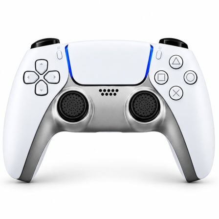 PS5 Dekoratif Trim Analog Koruyucu Silikon Kılıf Set Playstation 5 Dualsense Renkli Ön Şerit Aksesuar Gümüş