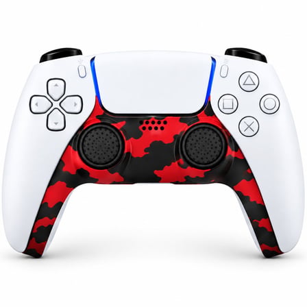 PS5 Dekoratif Trim Analog Koruyucu Silikon Kılıf Set Playstation 5 Dualsense Renkli Ön Şerit Aksesuar Kamuflaj Kırmızı