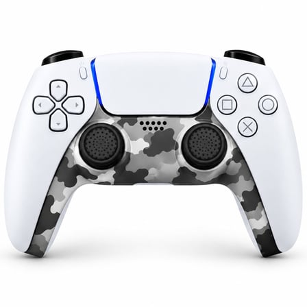 PS5 Dekoratif Trim Analog Koruyucu Silikon Kılıf Set Playstation 5 Dualsense Renkli Ön Şerit Aksesuar Kamuflaj Gri