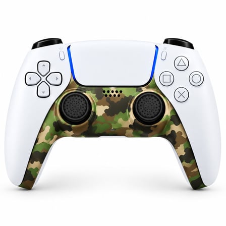 PS5 Dekoratif Trim Analog Koruyucu Silikon Kılıf Set Playstation 5 Dualsense Renkli Ön Şerit Aksesuar Kamuflaj Yeşil
