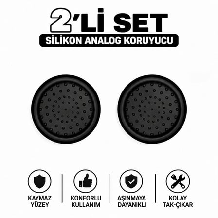 2 Adet Analog Koruyucu Silikon Kılıf Topuz Koruma PS4 PS5 Xbox One 360 Series SX Switch Pro Uyumlu Siyah