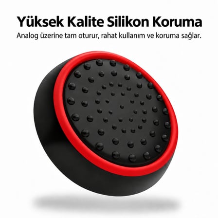 2 Adet Analog Koruyucu Silikon Kılıf Topuz Koruma PS4 PS5 Xbox One 360 Series SX Switch Pro Uyumlu Kırmızı